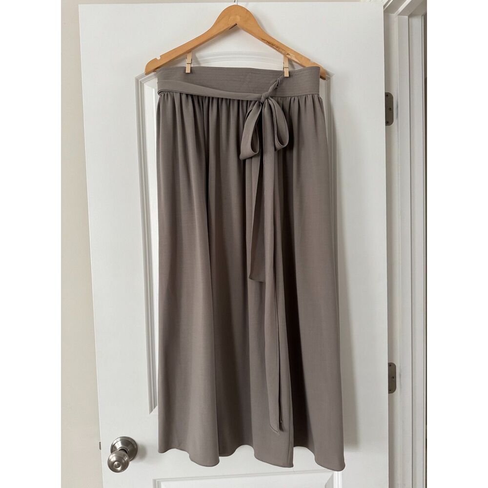Ralph Lauren Purple Label 100% Wool Skirt Sz 6 Taupe Tie Waist USA Made